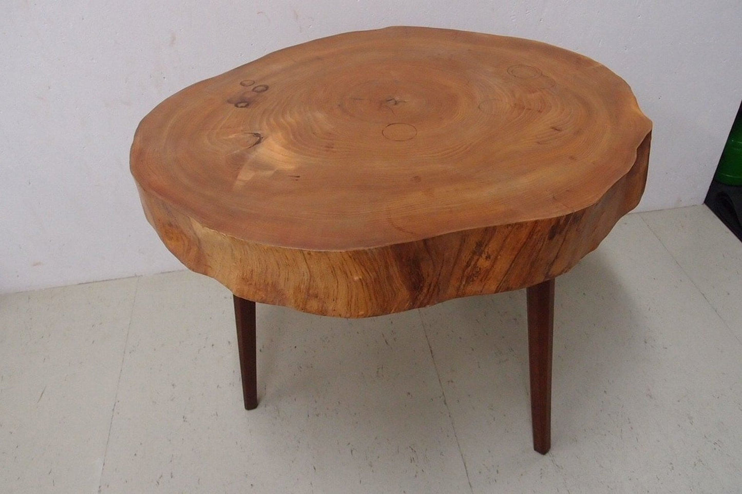 side table made of tree slice