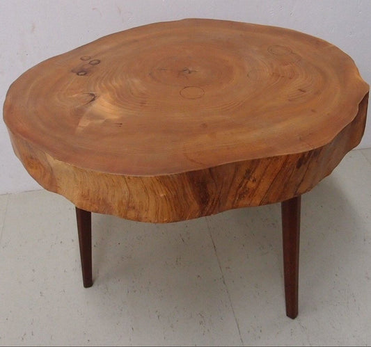 side table made of tree slice