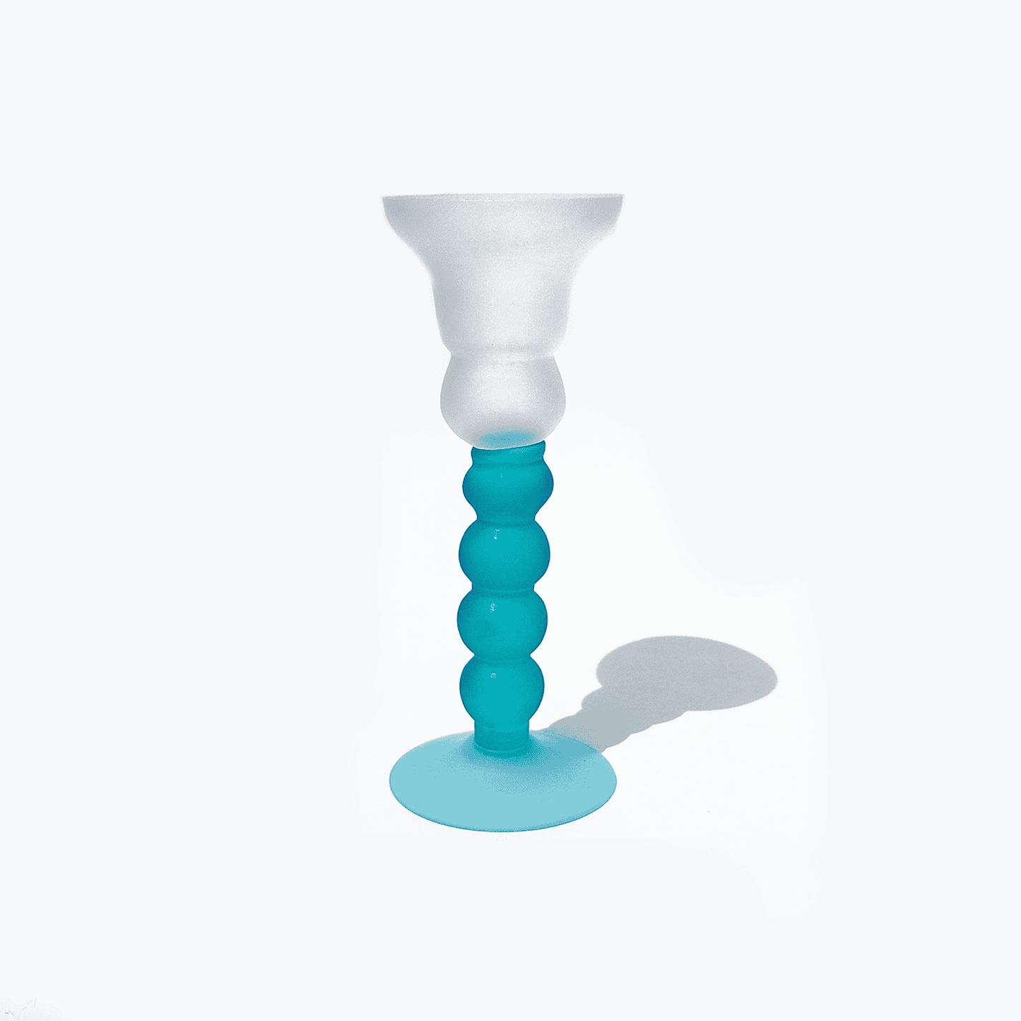 Azure blue vintage candle holder: stylish decoration made of glass paste