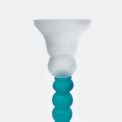 Azure blue vintage candle holder: stylish decoration made of glass paste