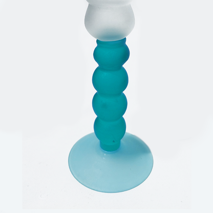 Azure blue vintage candle holder: stylish decoration made of glass paste