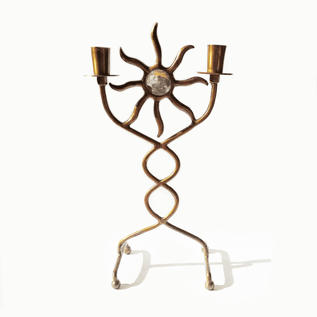 Vintage brass sun candle holder – elegance for your home