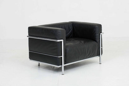 Fauteuil Cassina LC3 de Le Corbusier en cuir noir - Vintage 1960