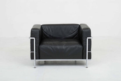 Fauteuil Cassina LC3 de Le Corbusier en cuir noir - Vintage 1960