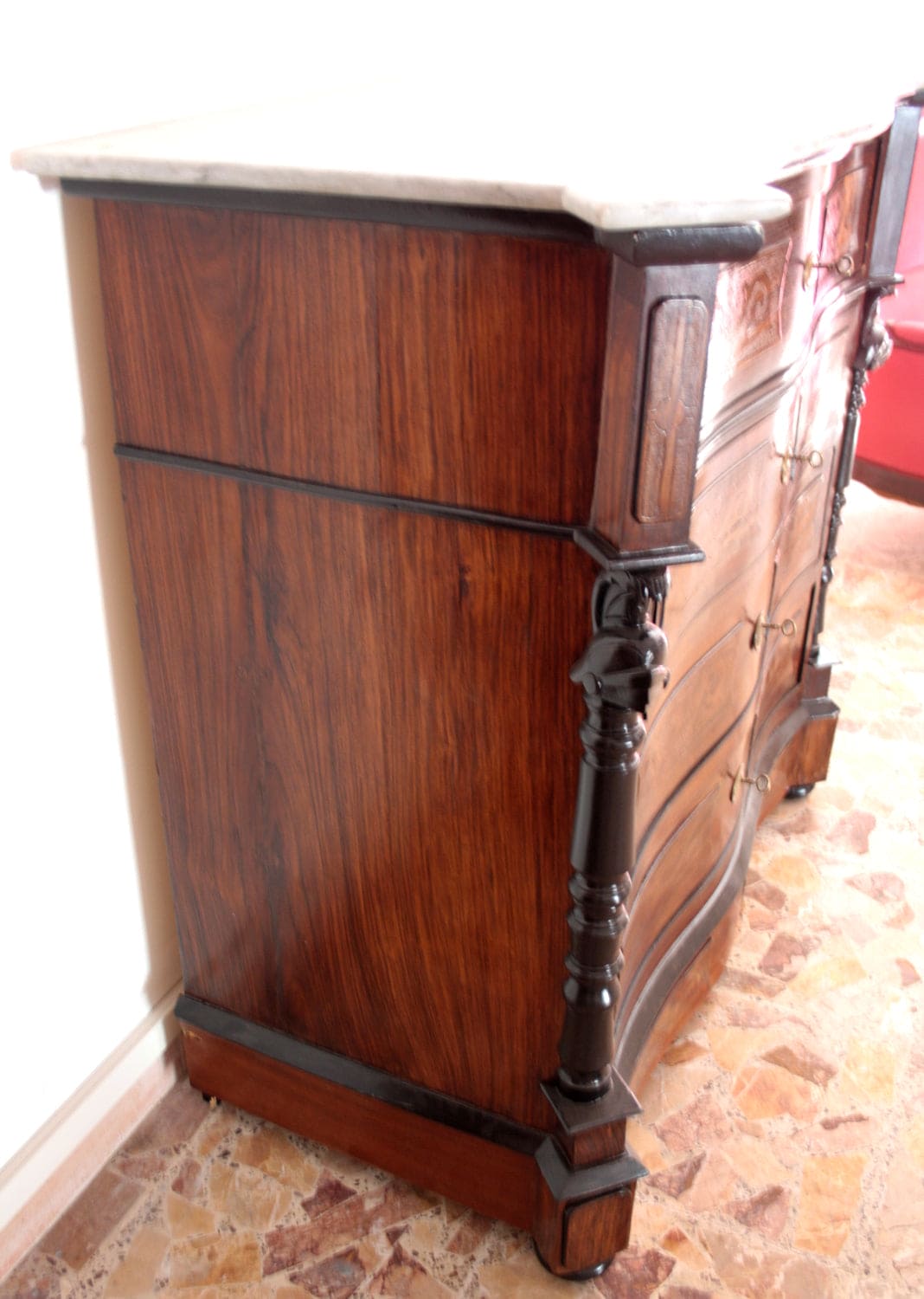 Vintage rosewood chest of drawers from the 19th century