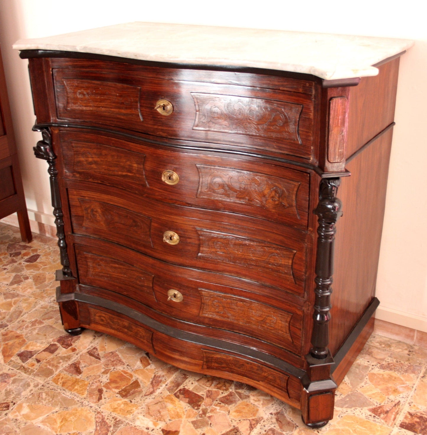 Vintage rosewood chest of drawers from the 19th century