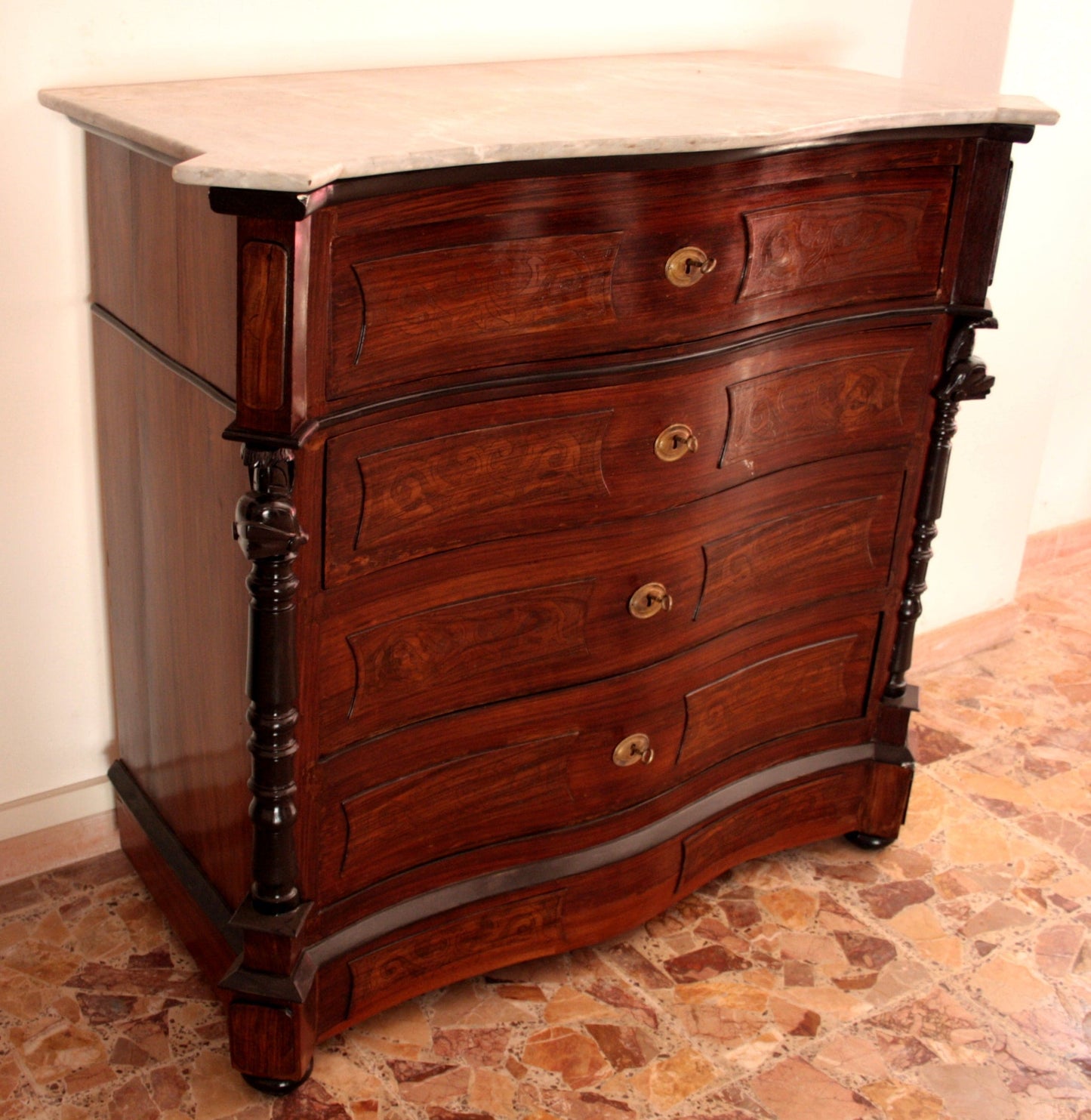 Vintage rosewood chest of drawers from the 19th century