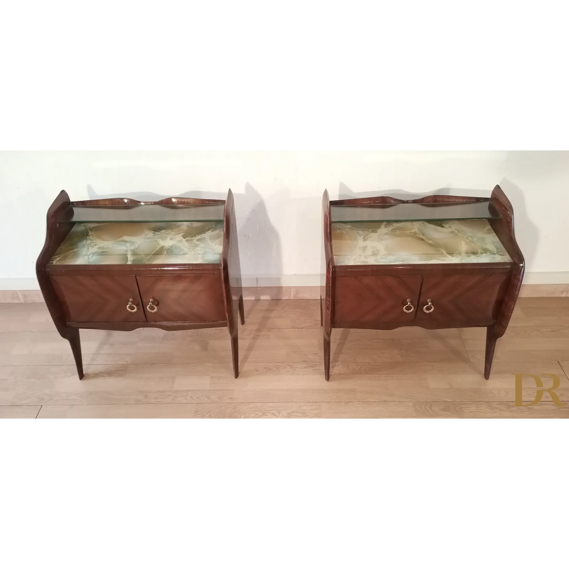 Nachttische aus Palisanderholz Nachttische aus den 1950er Jahren Mid Century Design Nachttisch Nachttisch Dario Raia Antiquitäten Moderne Antiquitäten Vintage 50er 60er 70er Nachttische Moderne Nachttische Nachttisch Sideboard Nachttisch Art Deco Nachttisch Nachttisch mit Marmor Nachttisch aus Holz Nachttisch Moderner Nachttisch Messinggriffe Mitte Jahrhundert moderne moderne Antiquitäten Messing Palisander Glas Kunstmarmor Glas