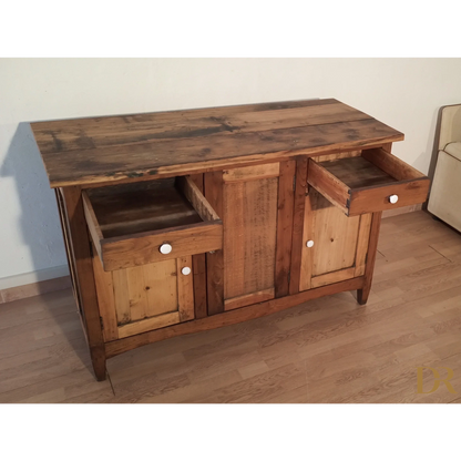 Niedriges rustikales Sideboard aus Kiefernholz, Süditalien, spätes 19. Jahrhundert