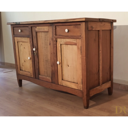 Niedriges rustikales Sideboard aus Kiefernholz, Süditalien, spätes 19. Jahrhundert