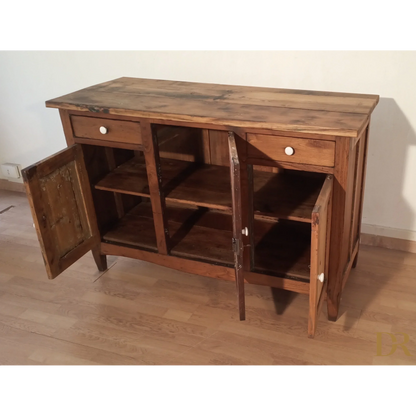 Niedriges rustikales Sideboard aus Kiefernholz, Süditalien, spätes 19. Jahrhundert