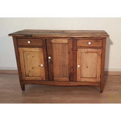 Niedriges rustikales Sideboard aus Kiefernholz, Süditalien, spätes 19. Jahrhundert