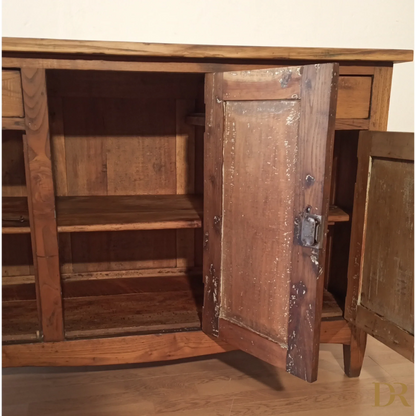 Niedriges rustikales Sideboard aus Kiefernholz, Süditalien, spätes 19. Jahrhundert