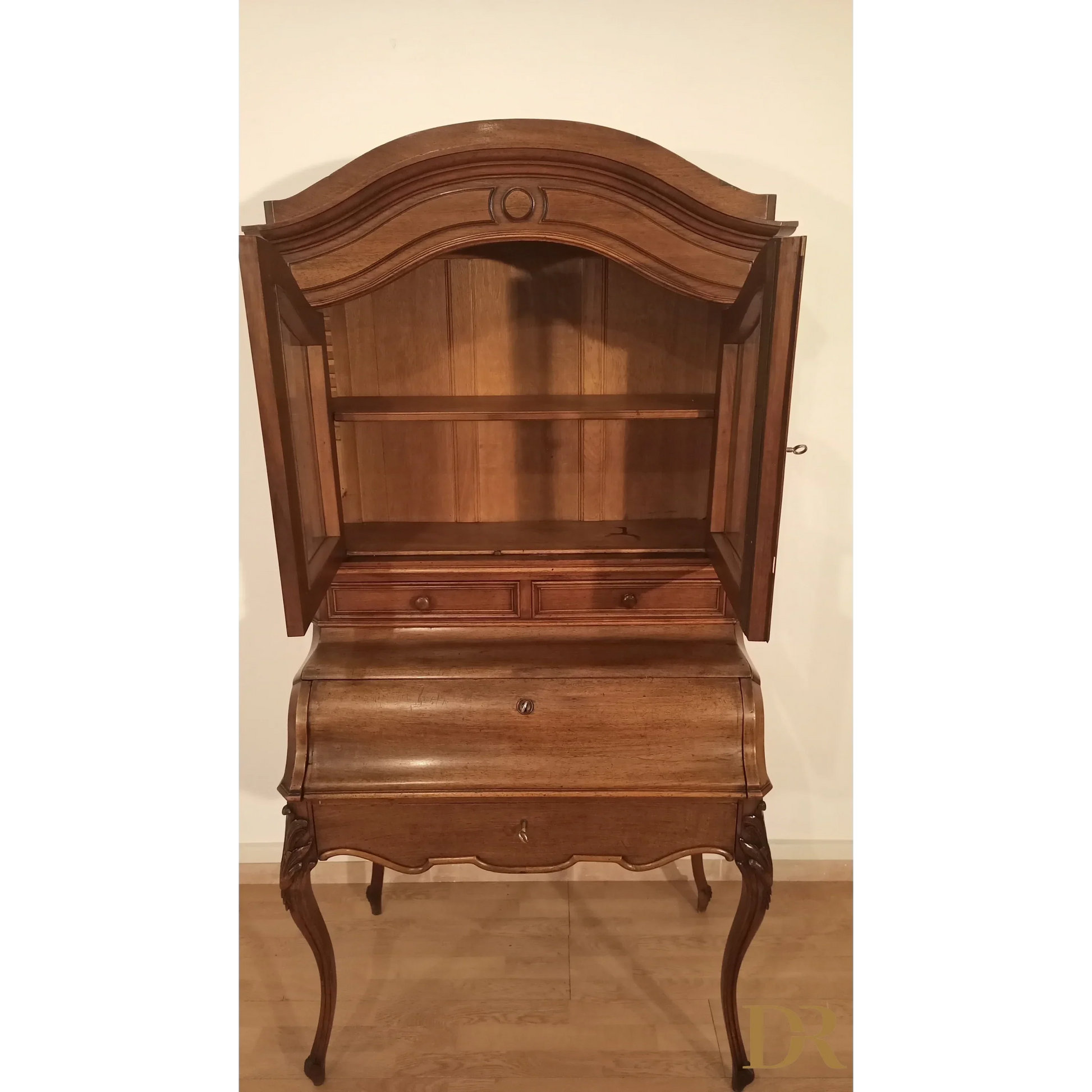 Klappbarer Schreibtisch-Sideboard aus massiver Eiche aus dem 19. Jahrhundert, restauriert im 19. Jahrhundert