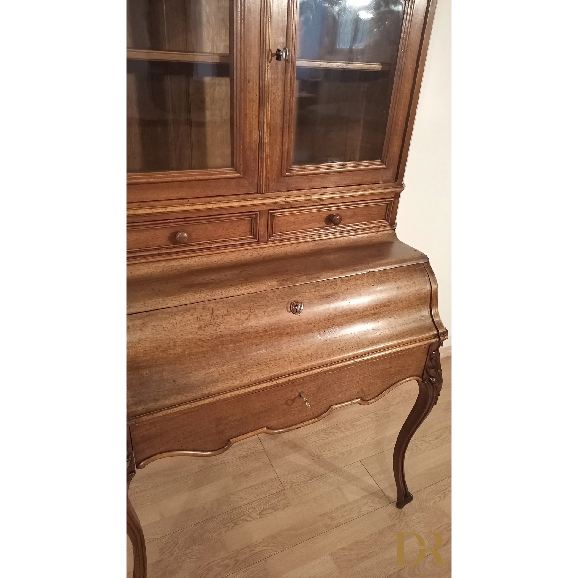 Klappbarer Schreibtisch-Sideboard aus massiver Eiche aus dem 19. Jahrhundert, restauriert im 19. Jahrhundert