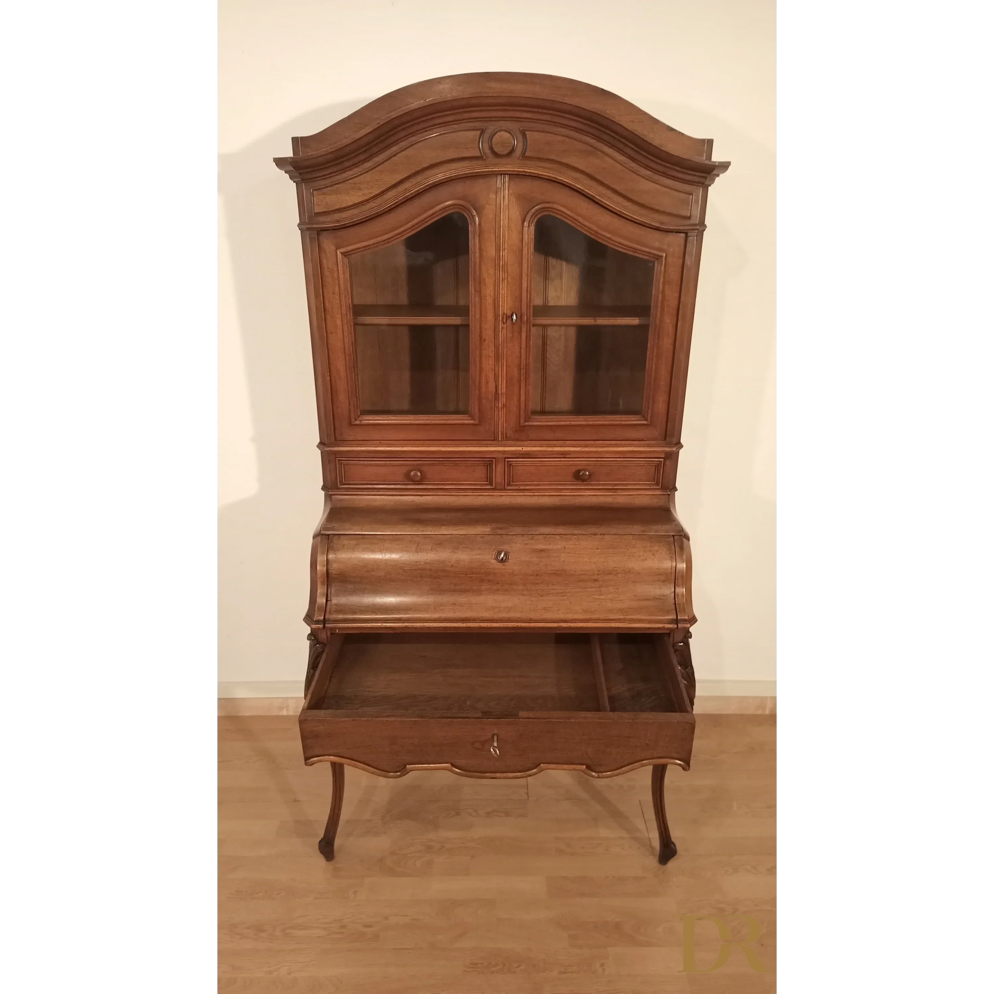 Klappbarer Schreibtisch-Sideboard aus massiver Eiche aus dem 19. Jahrhundert, restauriert im 19. Jahrhundert