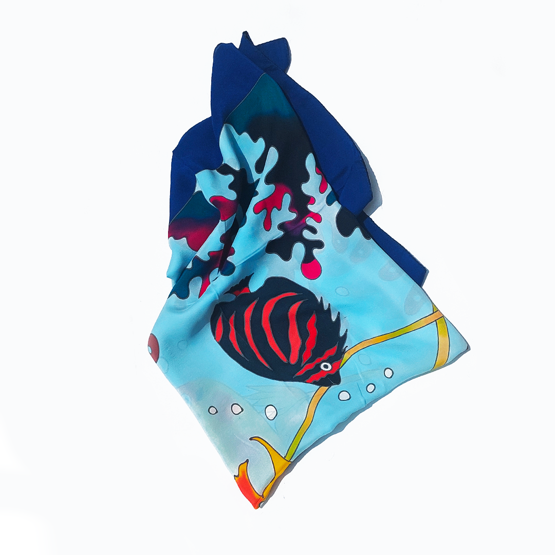 Scarf under the ocean: Buy hand-painted silk scarf