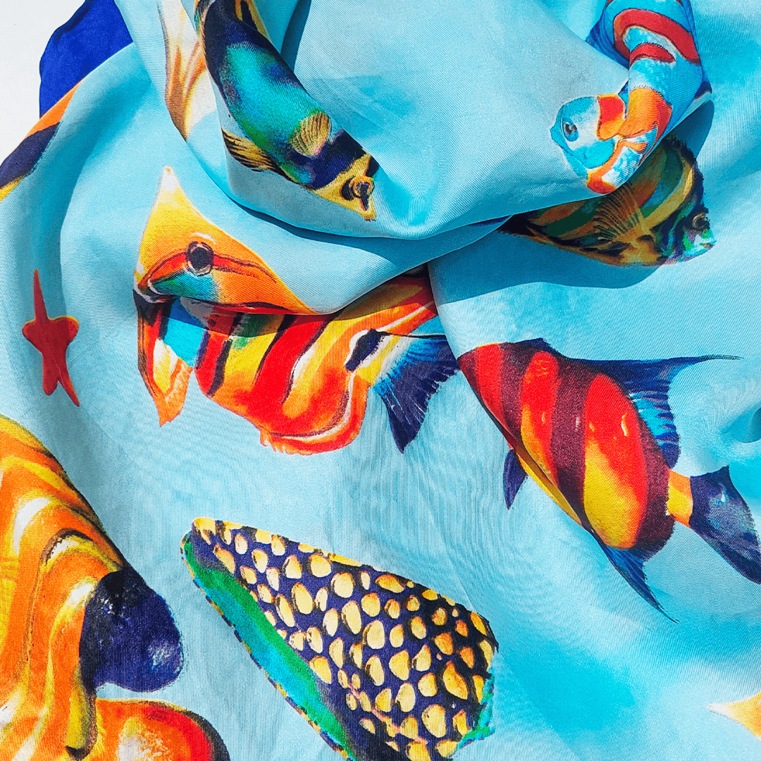 Scarf Under the Ocean II: Discover luxurious silk scarf