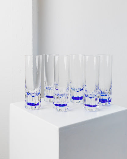 6 drinking glasses from Italy 1980s set of 2 water glasses in royal blue transparent Mid Century Design Vintage