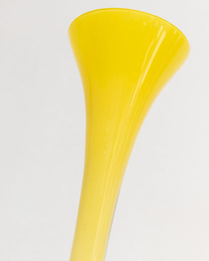 Yellow Empoli glass vase XL table decoration mid-century design Italy 1970s vintage