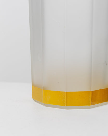 Glass vase with yellow rim Bormioli 1980s 12-cornered shape Mid Century Design Italy Vintage