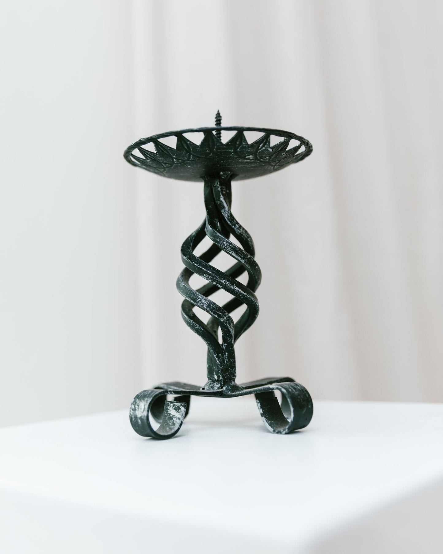 Forged candle holder brutalist design 1950s vintage