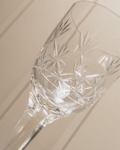 XL Saint Louis crystal wine glass Faceted stem, great details France 1930s vintage