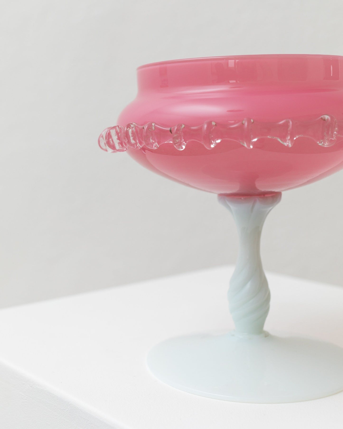 Pink Empoli glass bowl table decoration opal glass mid century design Italy 1960s vintage