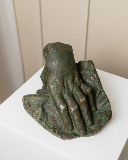 Bronze sculpture of a hand Italy 1960s Arts and Crafts Florence sculptural details vintage