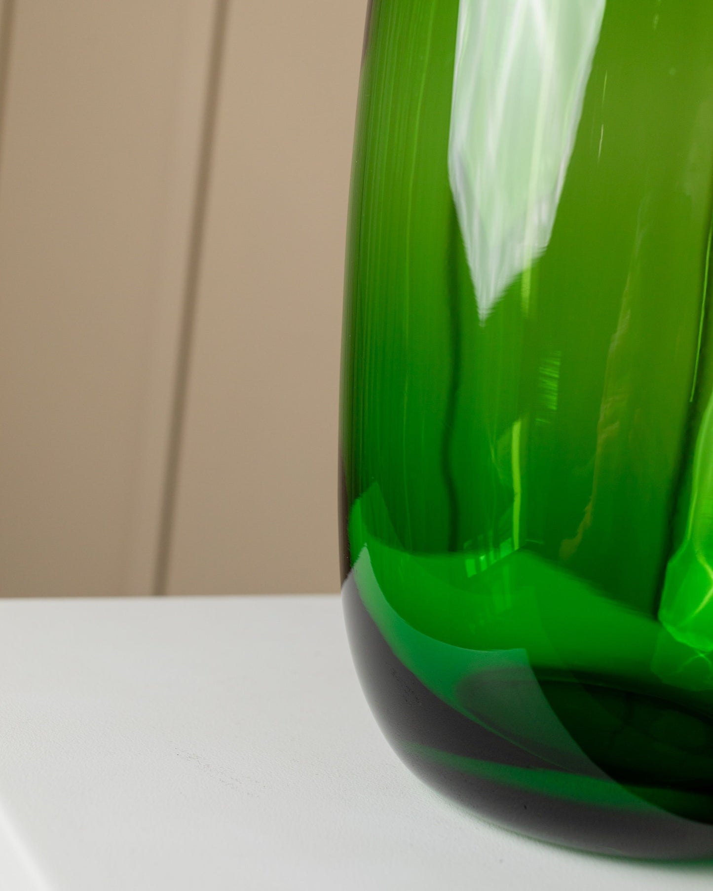 XXL Vase green glass Stockholm series 1990s Maria Vinka for Ikea oval Mid Century Design Vintage