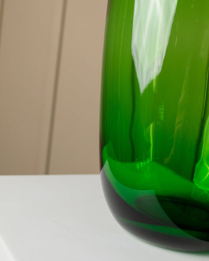 XXL Vase grünes Glas Stockholm Serie 1990er Maria Vinka für Ikea oval Mid Century Design Vintage