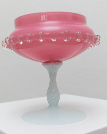 Bol en verre Empoli rose décoration de table verre opale design du milieu du siècle Italie années 1960 vintage