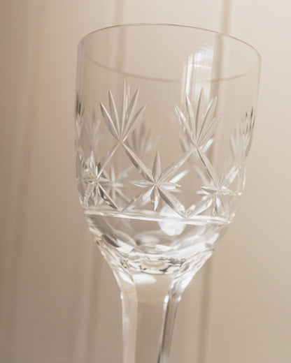 XL Saint Louis crystal wine glass Faceted stem, great details France 1930s vintage