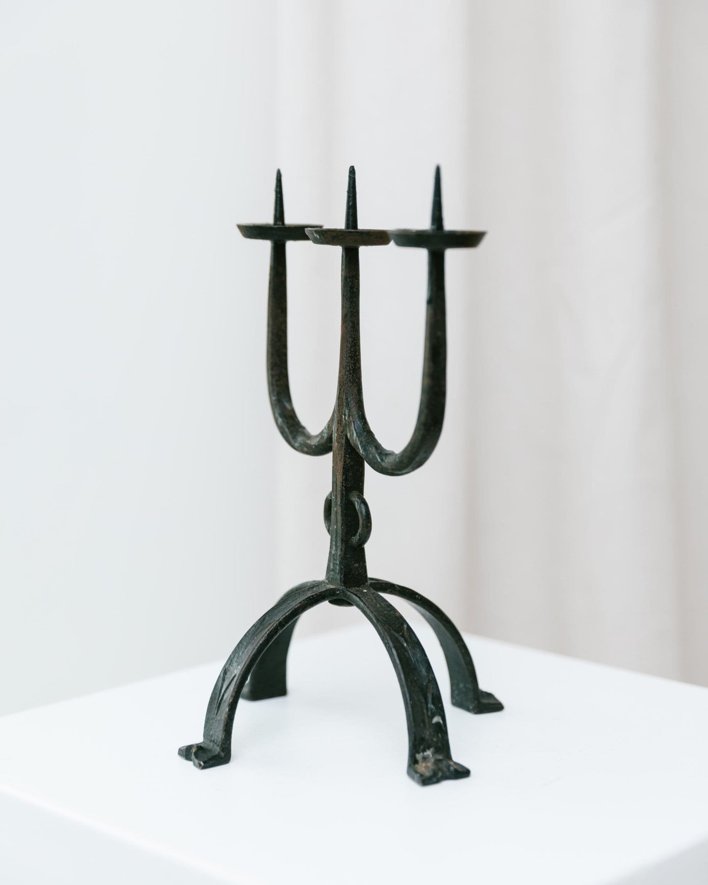 Iron candle holder statue mid century design 70s vintage