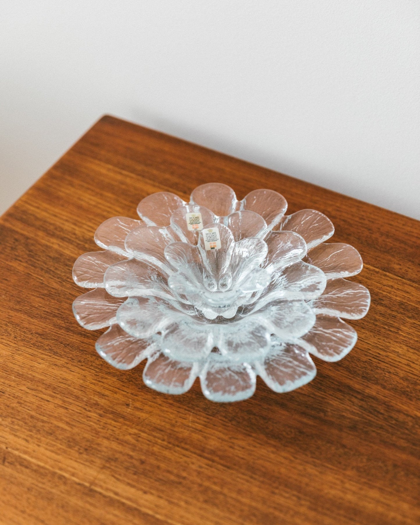 Set of 3 Danish Holmegaard Flower Bowls No. 388, 60s 70s Crystal Glass Mid Century Design Vintage