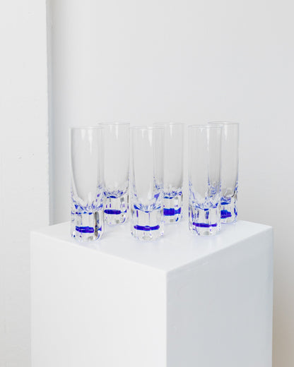 6 drinking glasses from Italy 1980s set of 2 water glasses in royal blue transparent Mid Century Design Vintage