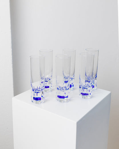 6 drinking glasses from Italy 1980s set of 2 water glasses in royal blue transparent Mid Century Design Vintage