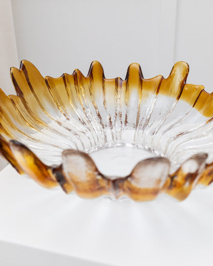 XL Finnish glass bowl Humppila era mid-century design 1970s vintage