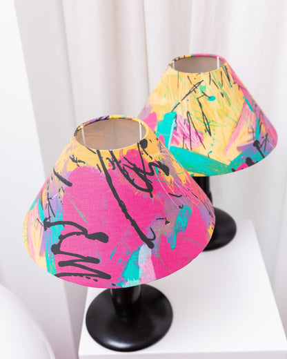 Set of 2 Belgian table lamps by Massive Memphis Pop Art Coloblocking 1980s Vintage