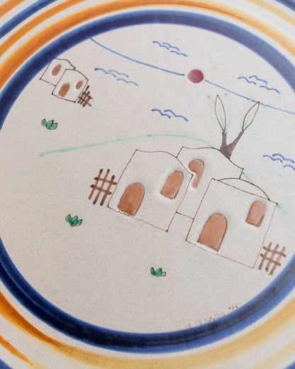 Ceramic plate wall plate hand painted plate decoration Apulia Italy 1980s vintage