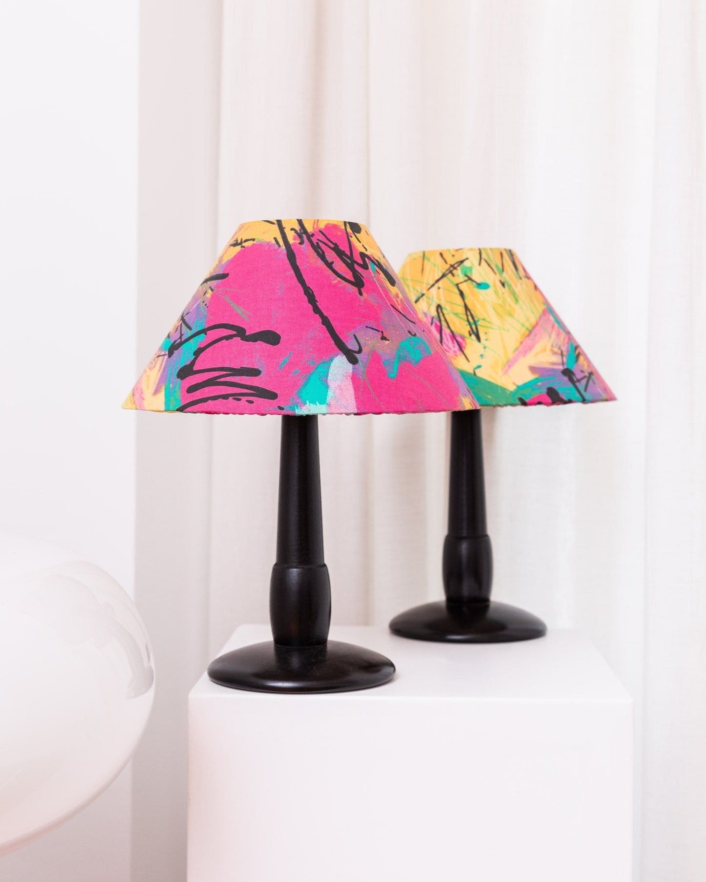 Set of 2 Belgian table lamps by Massive Memphis Pop Art Coloblocking 1980s Vintage