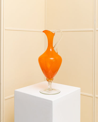 Vase en verre de Murano carafe orange décoration de table design du milieu du siècle Italie Années 1970 vintage