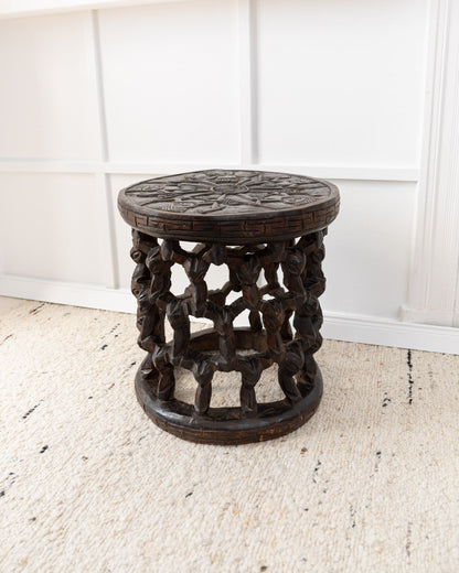 Old Bamileke stool table from Cameroon African art 1950s vintage