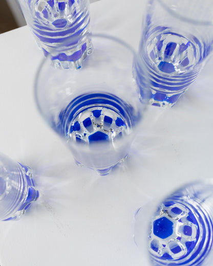 6 drinking glasses from Italy 1980s set of 2 water glasses in royal blue transparent Mid Century Design Vintage