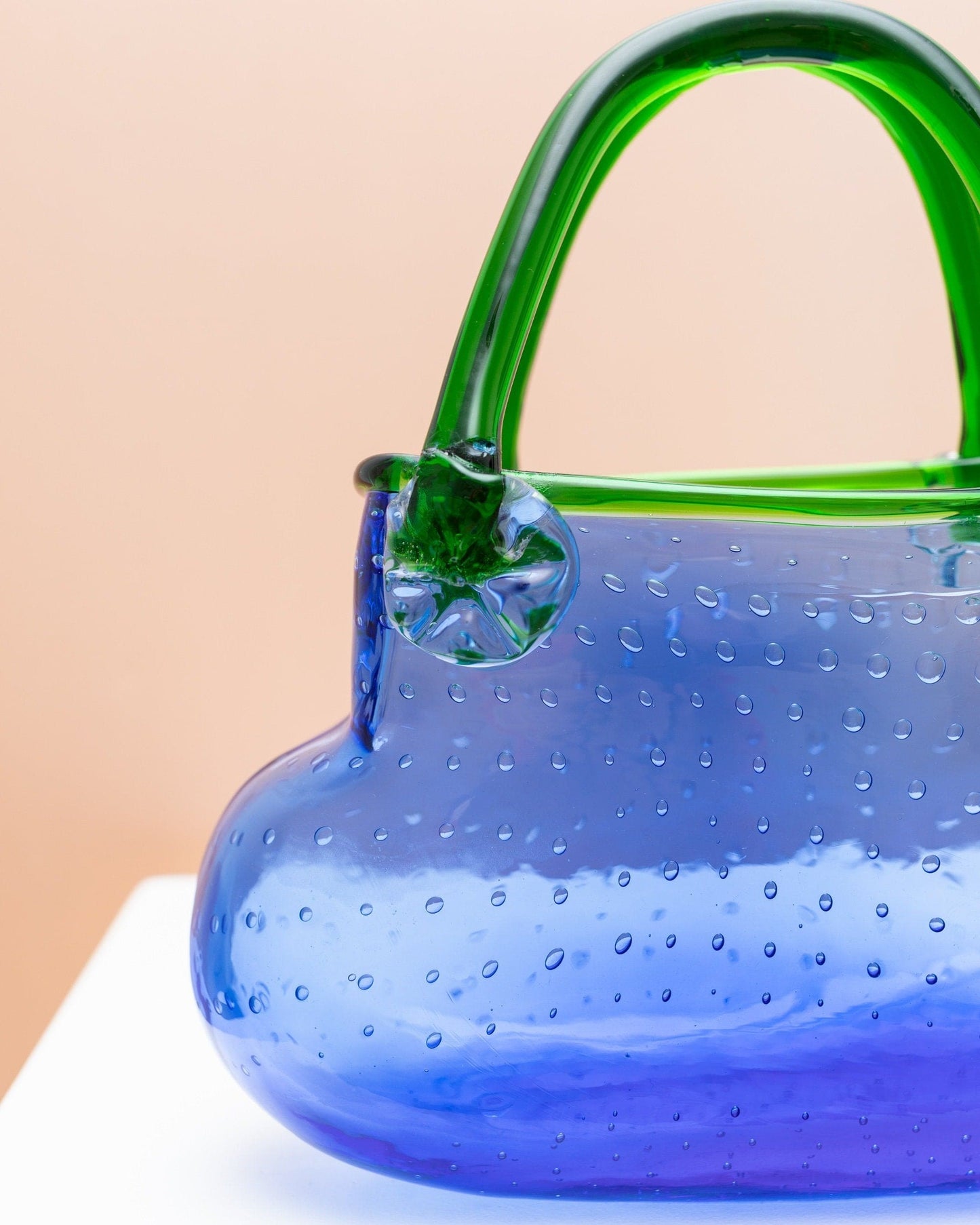 Murano Glas Handtasche blaue Vase Tischdekoration Mid Century Design Italien 1970er Vintage