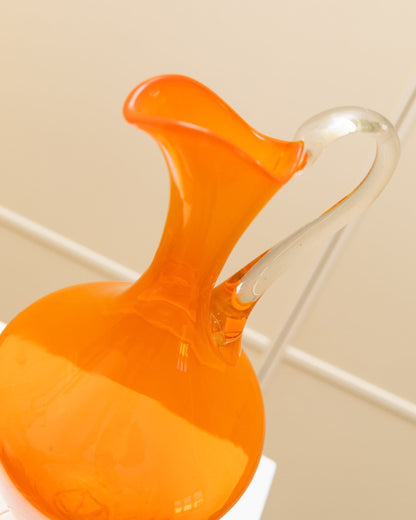 Vase en verre de Murano carafe orange décoration de table design du milieu du siècle Italie Années 1970 vintage