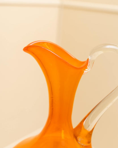 Vase en verre de Murano carafe orange décoration de table design du milieu du siècle Italie Années 1970 vintage