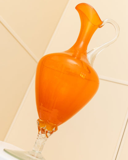 Vase en verre de Murano carafe orange décoration de table design du milieu du siècle Italie Années 1970 vintage