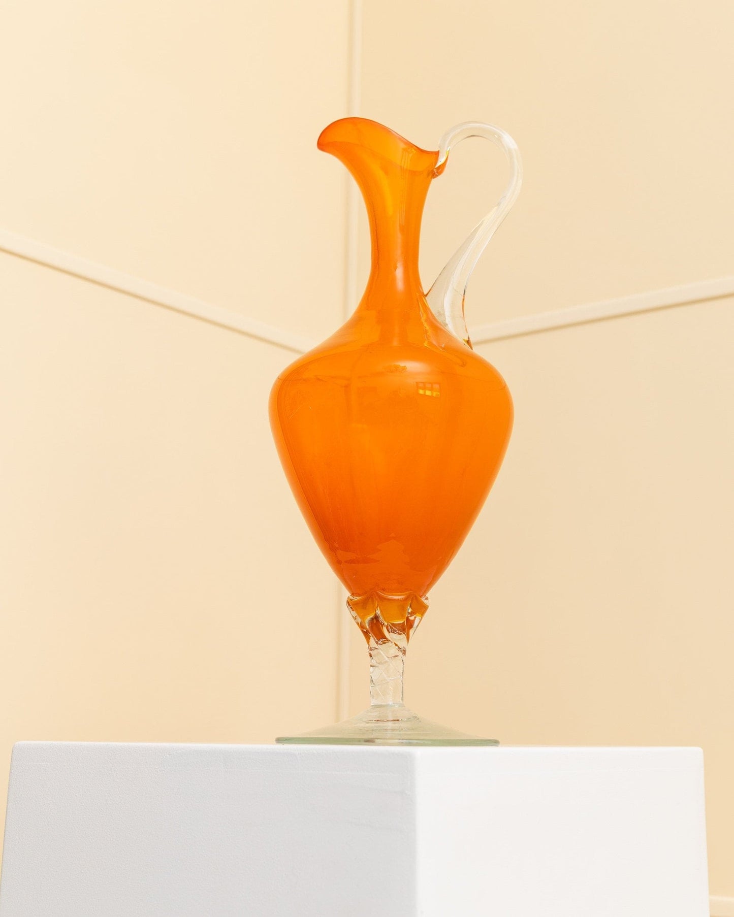 Vase en verre de Murano carafe orange décoration de table design du milieu du siècle Italie Années 1970 vintage