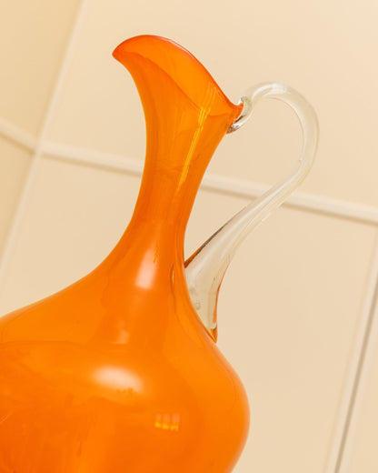 Vase en verre de Murano carafe orange décoration de table design du milieu du siècle Italie Années 1970 vintage